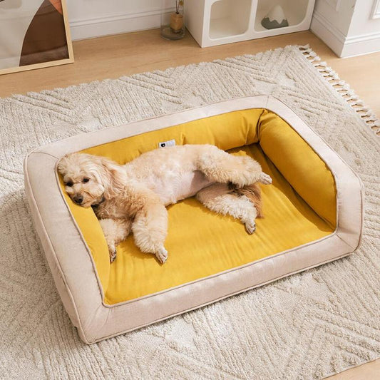 FUNNYFUZZY Ultimate Lounger Full Support Comfortable Orthopedic Dog & Cats Sofa Bed with Memory Foam Orthopedic Foam, Non-Slip Bottom, Removable Cover, Machine-Wash, Detachable Design