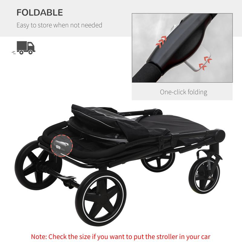 Halo Mall One-Click Foldable Doggy Stroller for Medium Large Dogs, Pet Stroller with Storage, Smooth Ride with Shock Absorption, Mesh Window, Safety Leash, Big Dog Walking Stroller, Gray