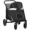 Halo Mall One-Click Foldable Doggy Stroller for Medium Large Dogs, Pet Stroller with Storage, Smooth Ride with Shock Absorption, Mesh Window, Safety Leash, Big Dog Walking Stroller, Gray